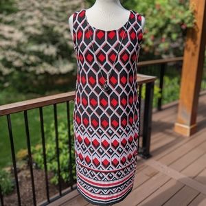 R&M Richards Shift Dress and Necklace Coral Black Size 6